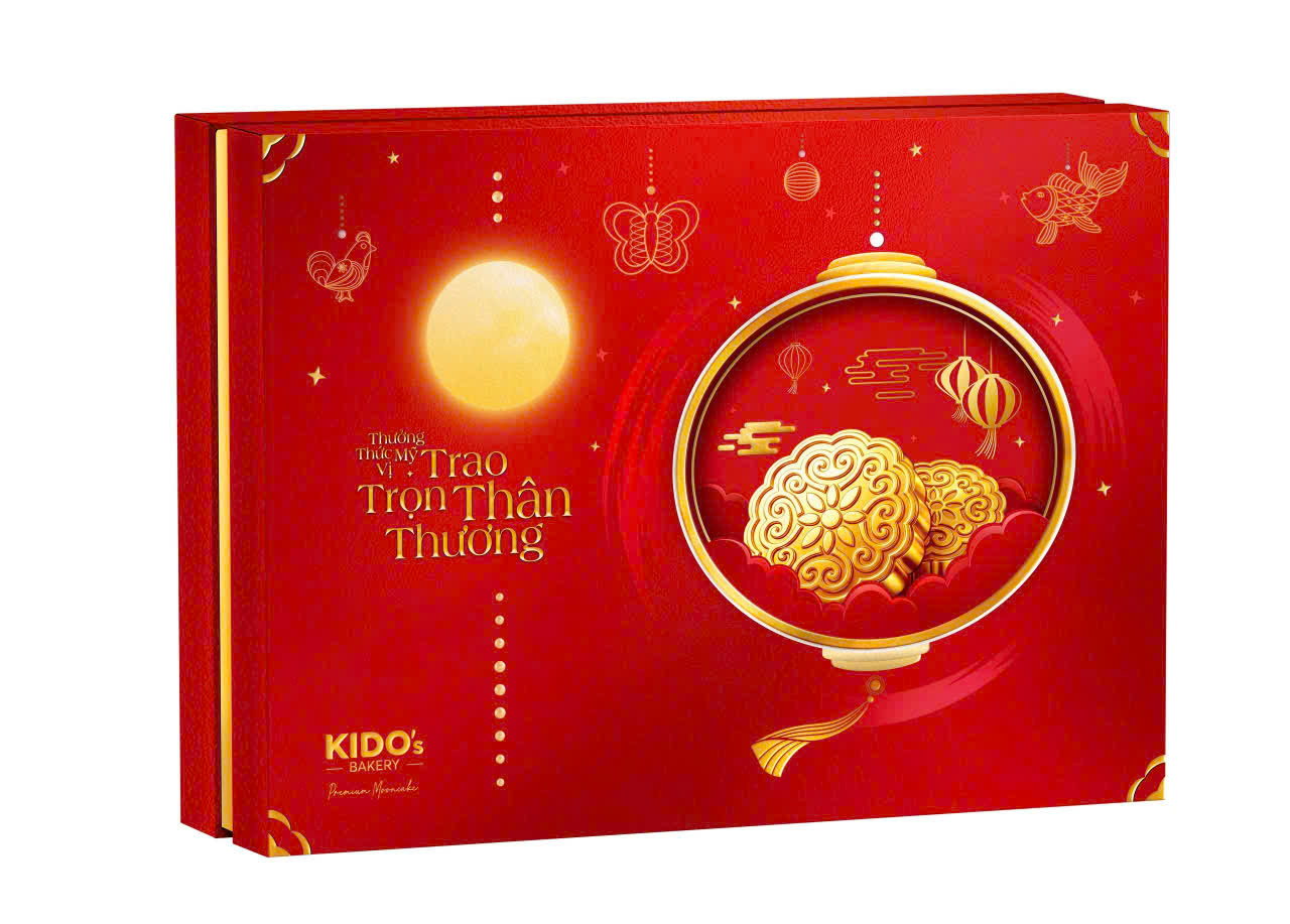 Hộp bánh trung thu Mỹ Vị Thịnh Vượng Đỏ CB3 - KIDO's Bakery 2026