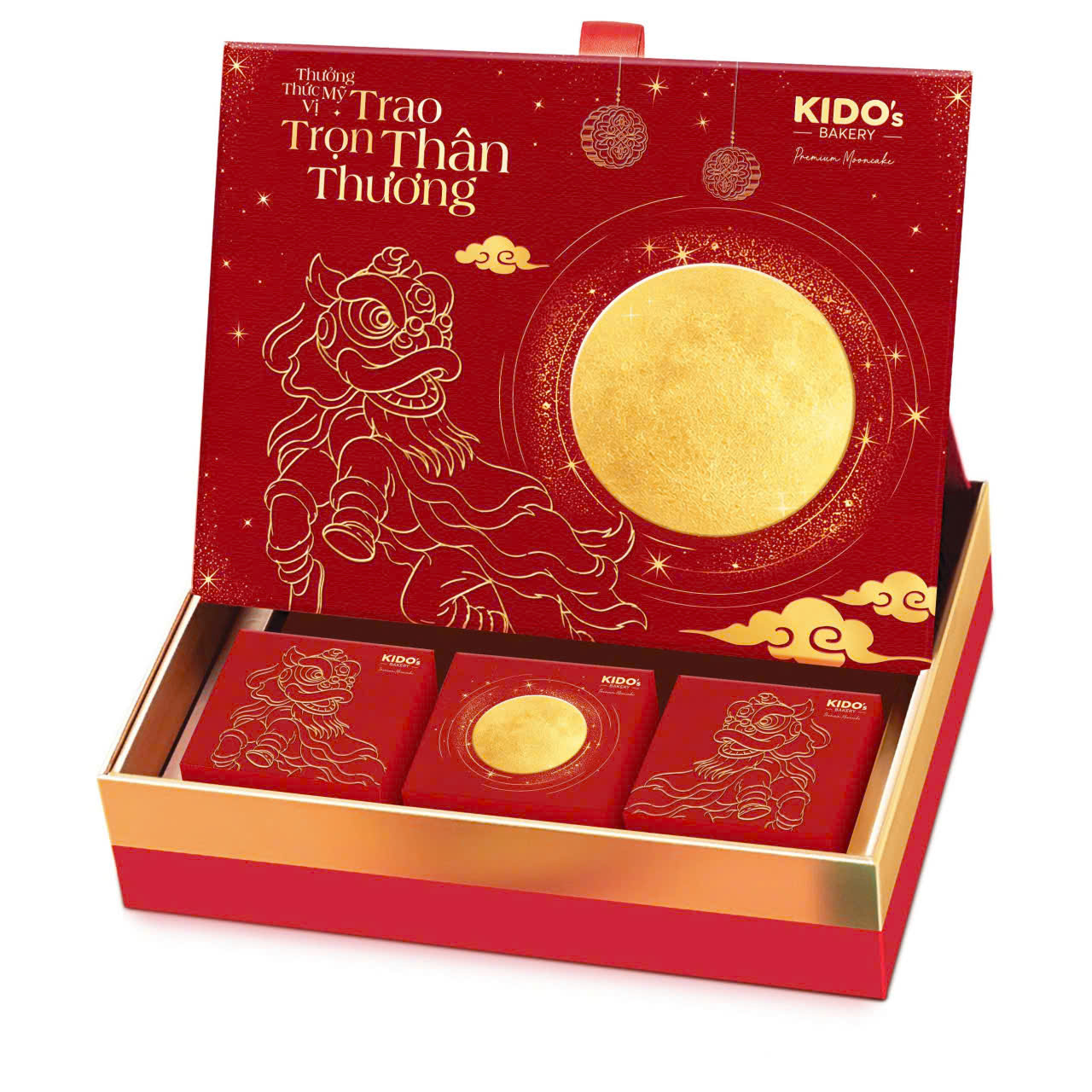 Hộp quà bánh trung thu KIDO's Bakery Mỹ Vị Kim Cương 2026 - 6 bánh 210g kèm trà