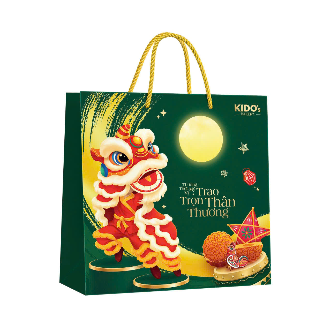 Túi giấy đựng bánh trung thu KIDO's Bakery màu xanh